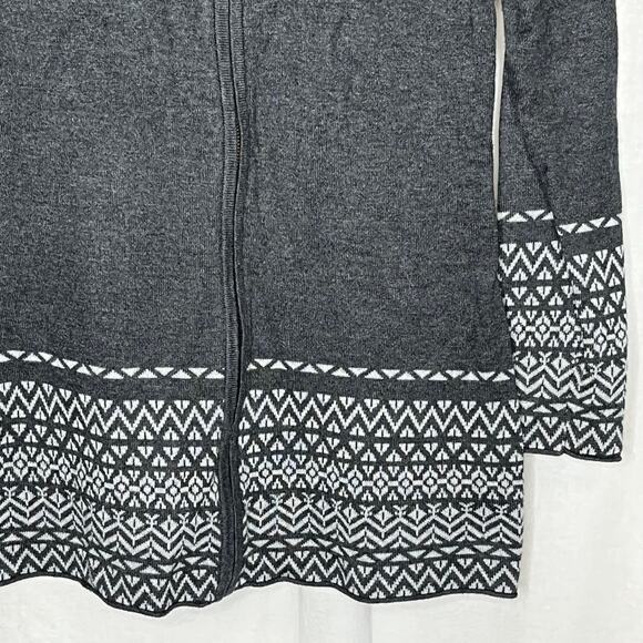 Artisan NY Gray Full Zip Hoodie Sweater Ski Style Size Small Pattern Hem & Cuff - Picture 4 of 8
